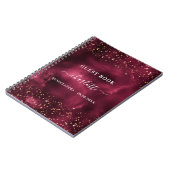 Guest book Quinceanera burgundy roos goudglitter Notitieboek (Linkerzijde)