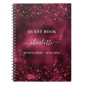 Guest book Quinceanera burgundy roos goudglitter Notitieboek (Voorkant)