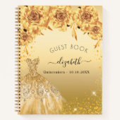 Guest book Quinceanera Gold glitter jurk Notitieboek (Voorkant)