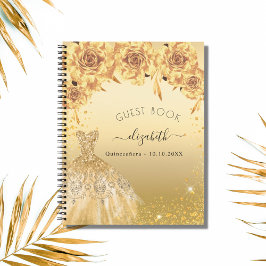 Guest book Quinceanera Gold glitter jurk Notitieboek