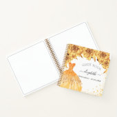 Guest book Quinceanera Gold glitter jurk Notitieboek (Binnen)