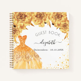 Guest book Quinceanera Gold glitter jurk Notitieboek