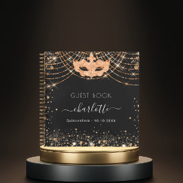 Guest book quinceanera masquerade black gold notitieboek