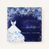 Guest book Quinceanera navy blue florals jurk Notitieboek (Voorkant)