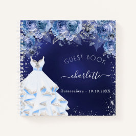 Guest book Quinceanera navy blue florals jurk Notitieboek
