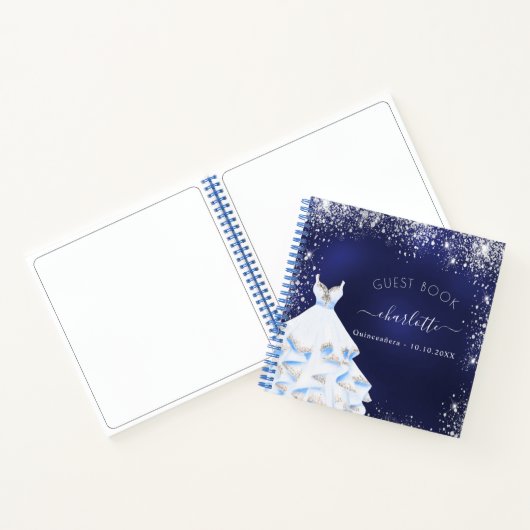 Guest book Quinceanera navy blue glitter Notitieboek (Binnen)