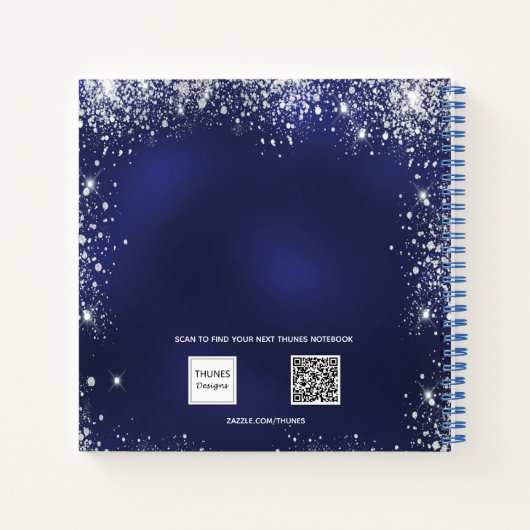 Guest book Quinceanera navy blue glitter Notitieboek (Achterkant)