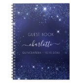Guest book Quinceanera navy blue glitter Notitieboek (Voorkant)