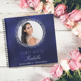 Guest book Quinceanera navy blue Silver Notitieboek