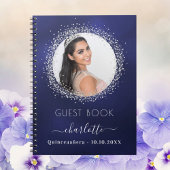 Guest book Quinceanera navy blue Silver Notitieboek