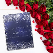 Guest book Quinceanera navy blue zilver glitter Notitieboek
