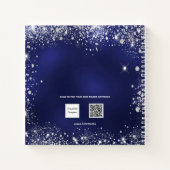 Guest book Quinceanera navy blue zilver glitter Notitieboek (Achterkant)