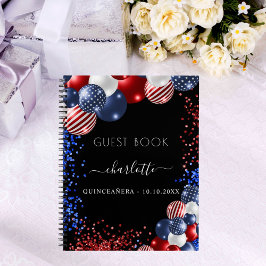 Guest book Quinceanera patriotic red white blue Notitieboek