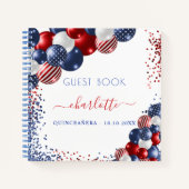 Guest book Quinceanera patriotic red white blue Notitieboek (Voorkant)
