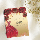 Guest book Quinceanera red gold glitter jurk Notitieboek
