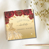 Guest book Quinceanera red gold glitter jurk Notitieboek
