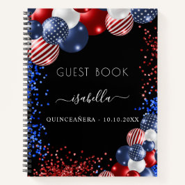 Guest book Quinceanera red white blue patriotic US Notitieboek