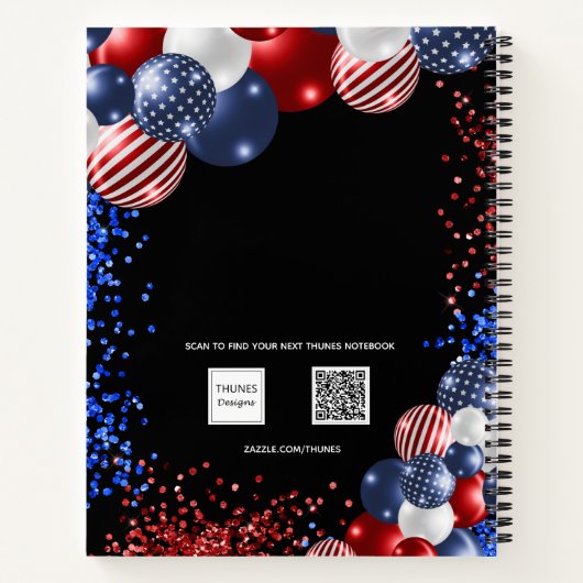 Guest book Quinceanera red white blue patriotic US Notitieboek (Achterkant)