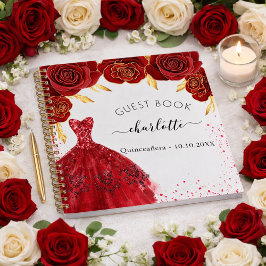 Guest book Quinceanera red white glitter jurk Notitieboek