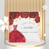 Guest book Quinceanera red white glitter jurk Notitieboek