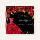 Guest book Quinceanera red zwarte jurk glitter Notitieboek (Voorkant)