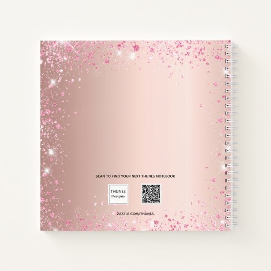 Guest book Quinceanera roos blush glitter jurk Notitieboek (Achterkant)