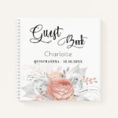 Guest book Quinceanera roos gold floral Silver Notitieboek (Voorkant)