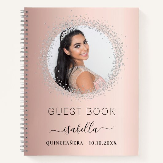 Guest book Quinceanera roos Gold Silver Notitieboek (Voorkant)