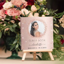 Guest book Quinceanera roos gouden foto Notitieboek