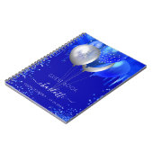 Guest book Quinceanera royal blue druipt ballonnen Notitieboek (Linkerzijde)