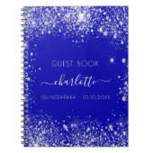 Guest book Quinceanera royal blue zilver glitter Notitieboek (Voorkant)