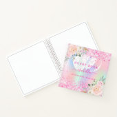 Guest book Quinceanera roze bloemen holografisch Notitieboek (Binnen)