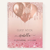 Guest book Quinceanera roze roze roze goudballonne Notitieboek (Voorkant)