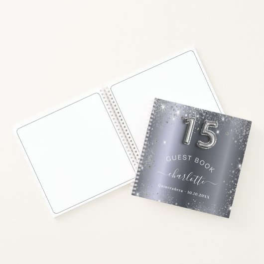 Guest book Quinceanera Silglitter Name glam Notitieboek (Binnen)