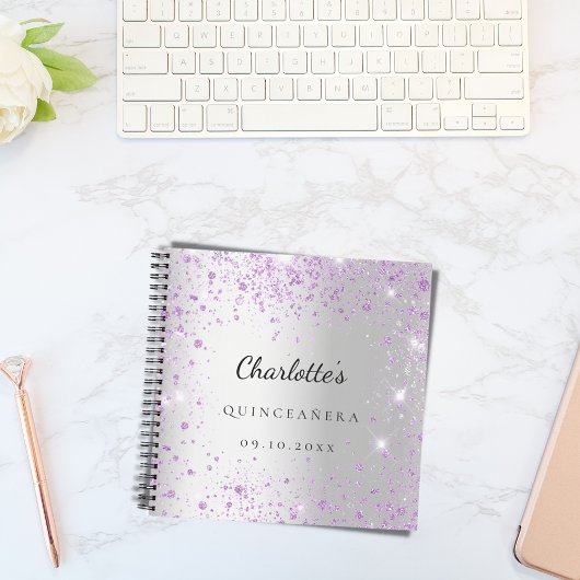 Guest book Quinceañera Silpaars glitter Notitieboek