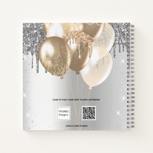 Guest book Quinceanera Silver Glitter ballon Notitieboek (Achterkant)