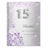 Guest book Quinceanera Silver paarse glitter Notitieboek (Voorkant)