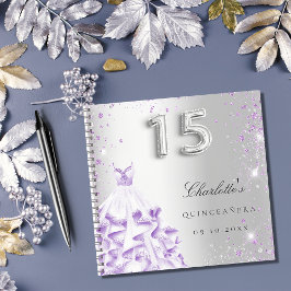 Guest book Quinceanera Silver paarse glitter Notitieboek