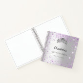 Guest book Quinceañera Silver paarse glitter tiara Notitieboek (Binnen)
