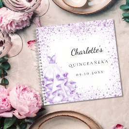 Guest book Quinceañera Silver Violet jurk elegant Notitieboek