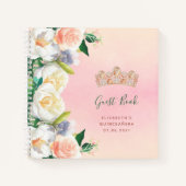 Guest book Quinceanera tiara blush roze flora Notitieboek (Voorkant)