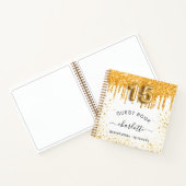Guest book Quinceanera white gold glitter drift Notitieboek (Binnen)