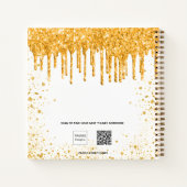 Guest book Quinceanera white gold glitter drift Notitieboek (Achterkant)