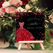 Guest book Quinceanera zwarte rode jurk Notitieboek