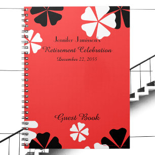 Guest Book, Red Floral, Pensioenpartij Notitieboek