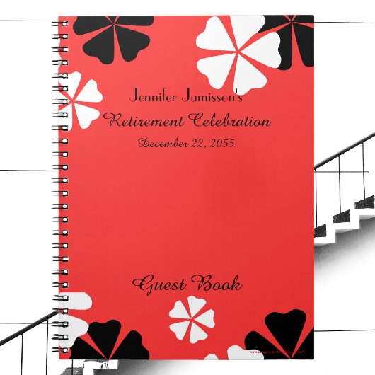 Guest Book, Red Floral, Pensioenpartij Notitieboek