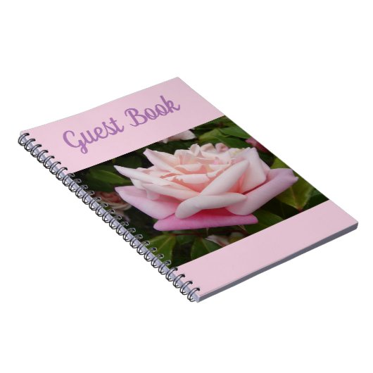 Guest Book Rose Beautiful Pink Rose Flower Retro Notitieboek (Rechterzijde)