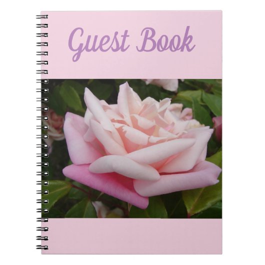 Guest Book Rose Beautiful Pink Rose Flower Retro Notitieboek (Voorkant)
