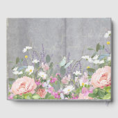 Guest Book Rustic Wood Floral Peony Wild Flowers Gastenboek (Achterkant)
