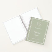 Guest Book sage green monogrammed wedding Notitieboek (Binnen)